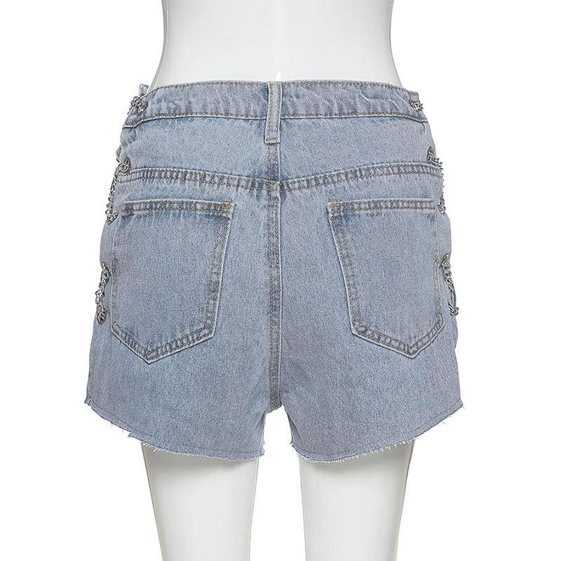 High-waist cut-out strap slim fit casual jeans - VAleG