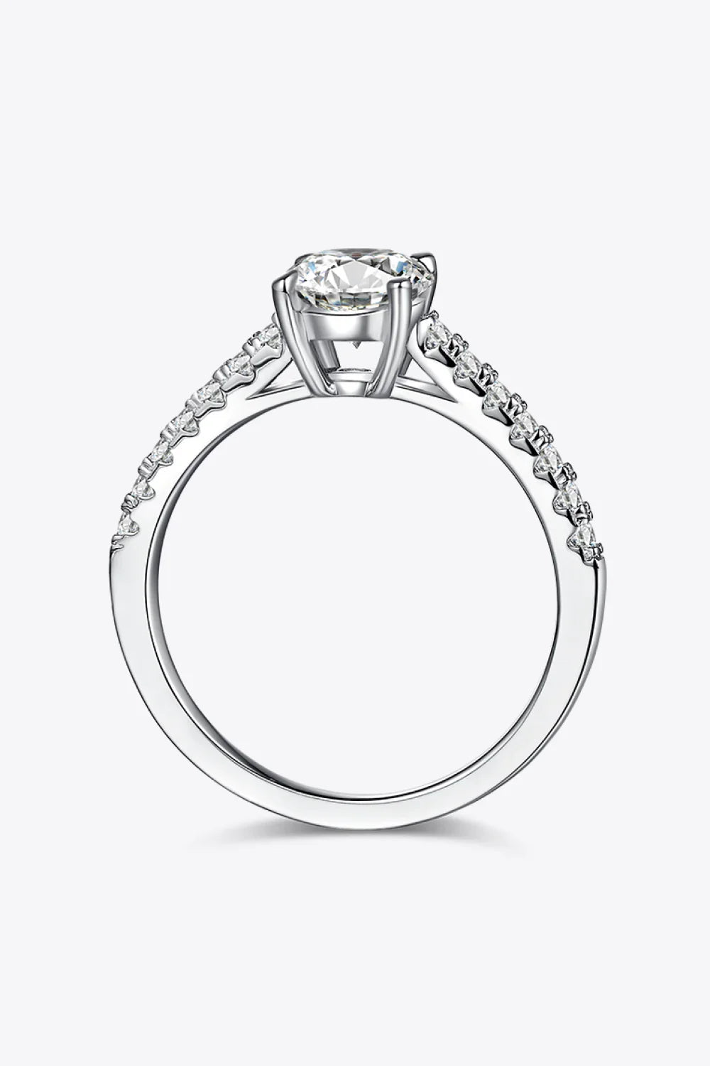 1 Carat Moissanite 925 Sterling Silver Side Stone Ring - VAleG