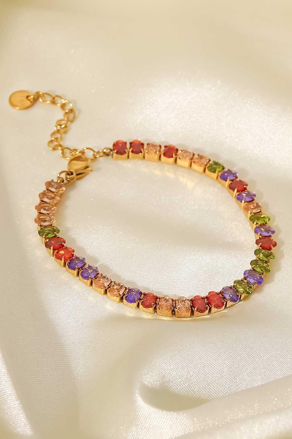 18K Gold Plated Multicolored Zircon Bracelet - VAleG