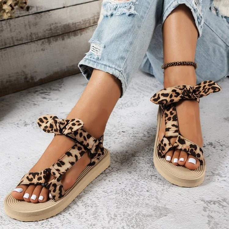 Beach Velcro Bow Plus Size Sandals - VAleG