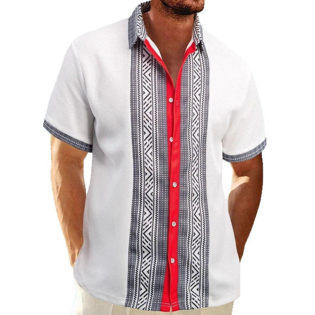 Printed Button Short Sleeve Men - VAleG