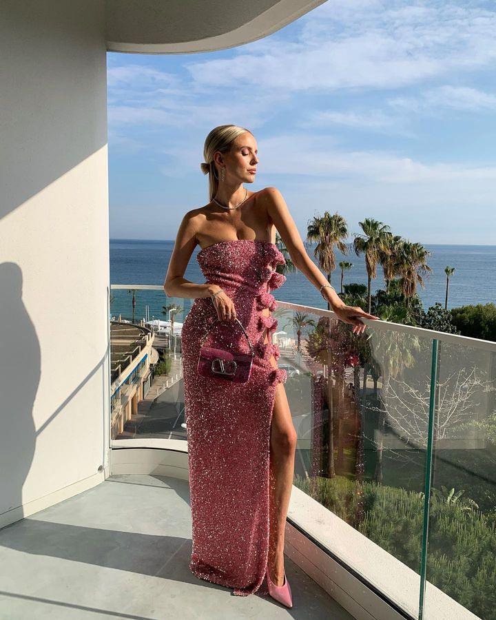 Women's Off-shoulder Slimming Sequins Backless Bow Split Tight Long Dress - VAleG