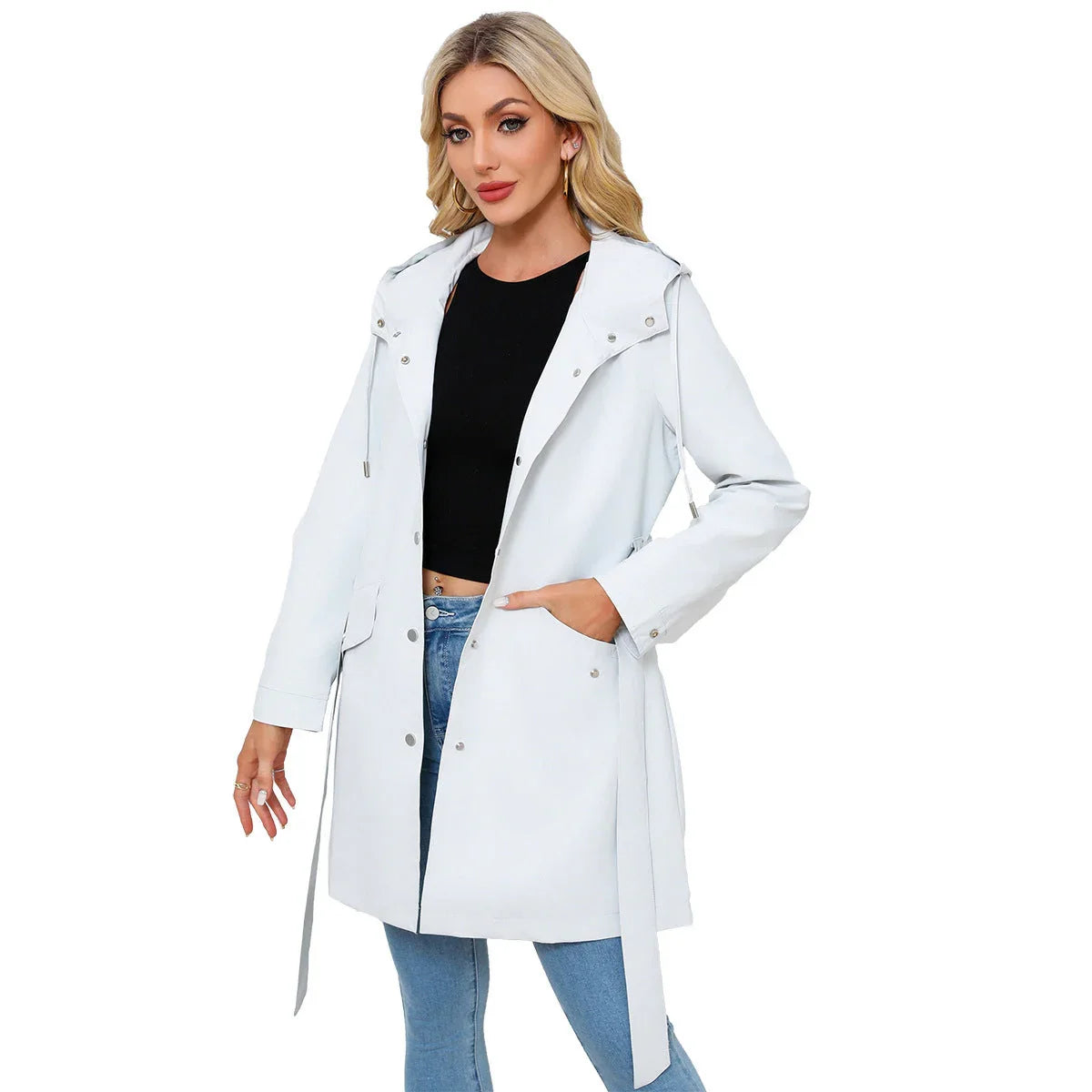 Spring And Autumn New Hooded Waterproof Coat Containing Belt Thin - VAleG
