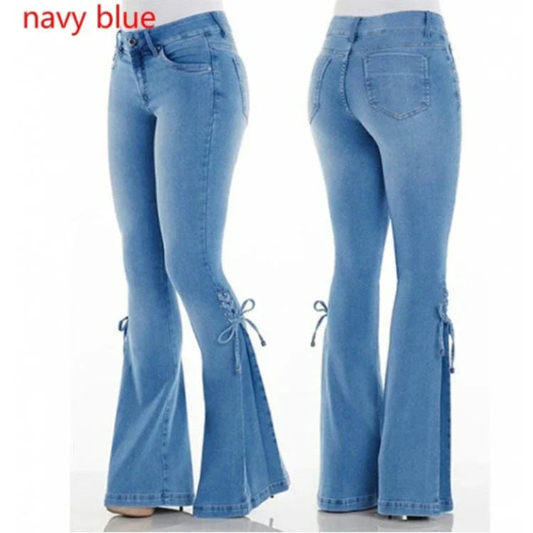 Ladies jeans mid-waisted denim trousers stretch jeans - VAleG