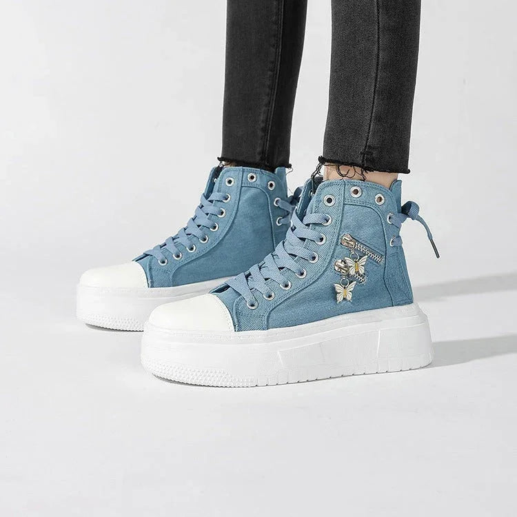 New Outdoor All-matching Butterfly Zipper Canvas Shoes - VAleG