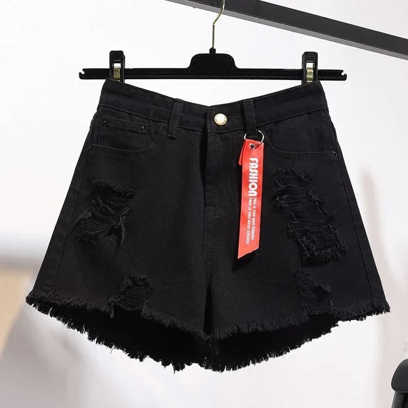 Women's raw hem denim shorts - VAleG