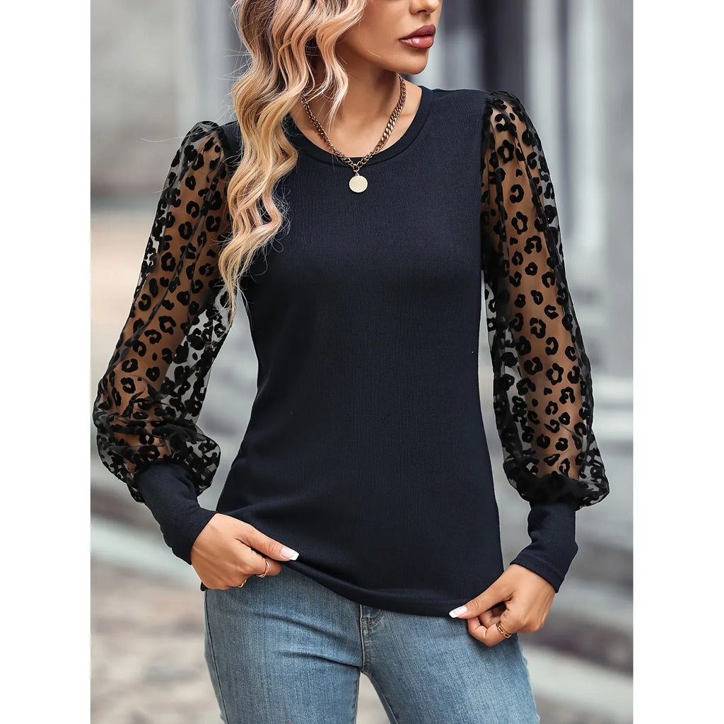 Slim-fit Color Matching Long-sleeved Top - VAleG