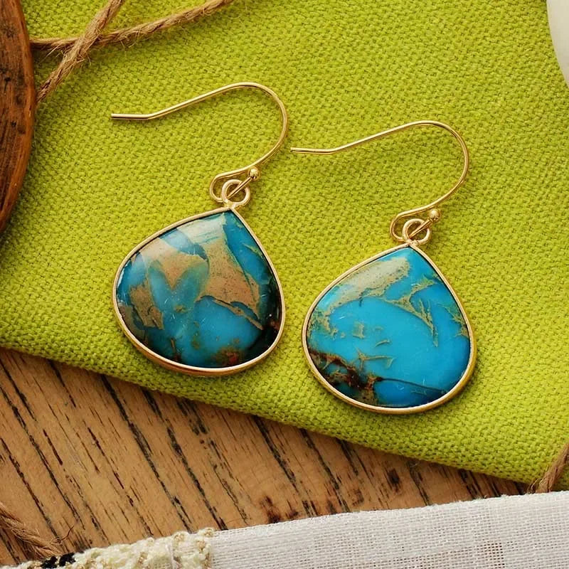 18K Gold-Plated Natural Stone Earrings - VAleG