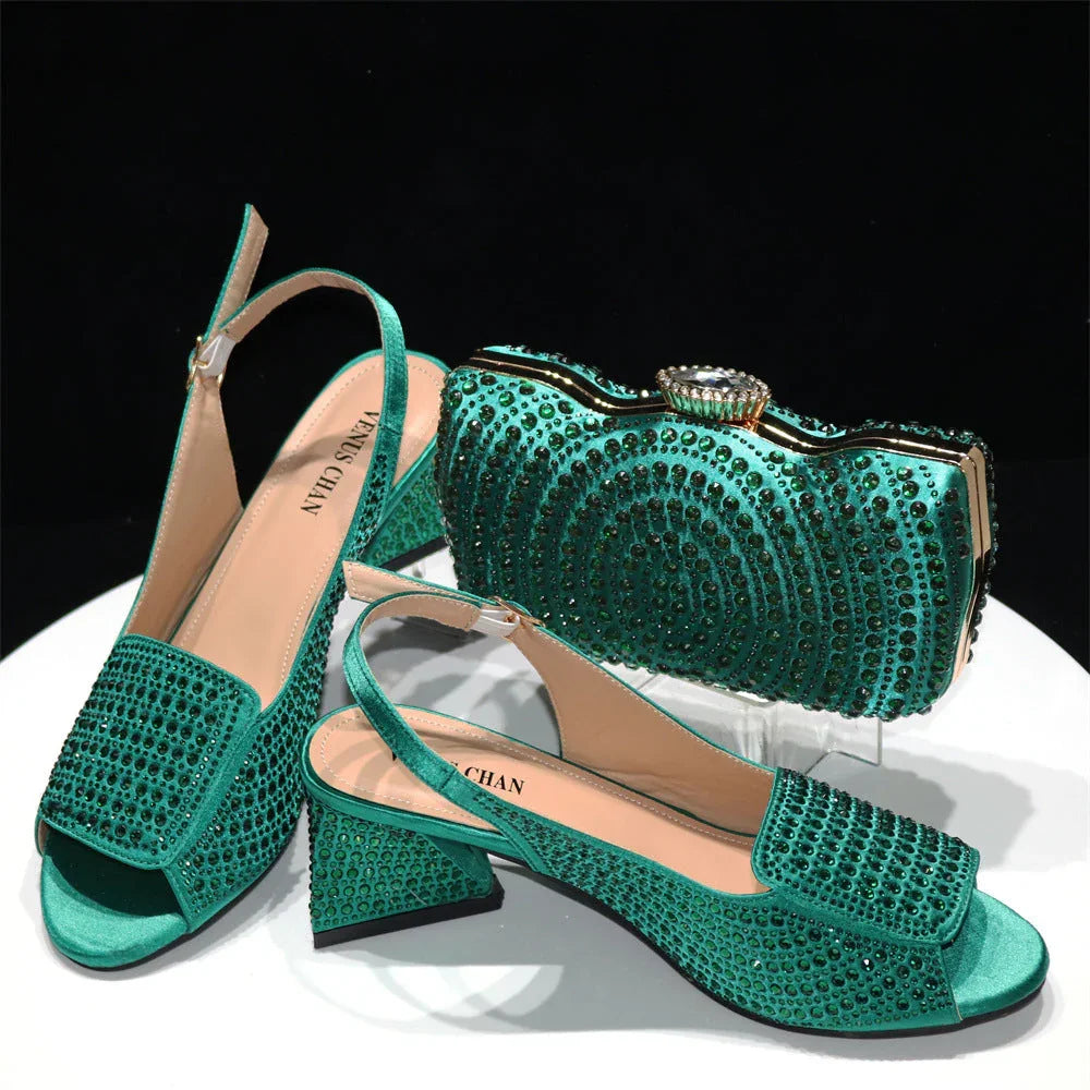 Peep Toe Rear Empty Slippers Monochrome Pressure Diamond Women's Shoes - VAleG
