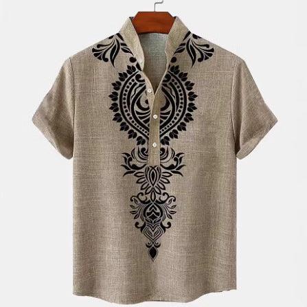 Men's Shirt Digital 3D Printing Linen Short Sleeve - VAleG