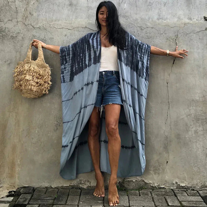 Polyester Ladies Sun Protection Resort Beach Dress Cover Up - VAleG