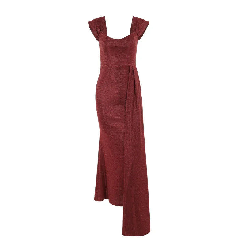 Slim Fit Thin And Glittering Vest Long Dress - VAleG