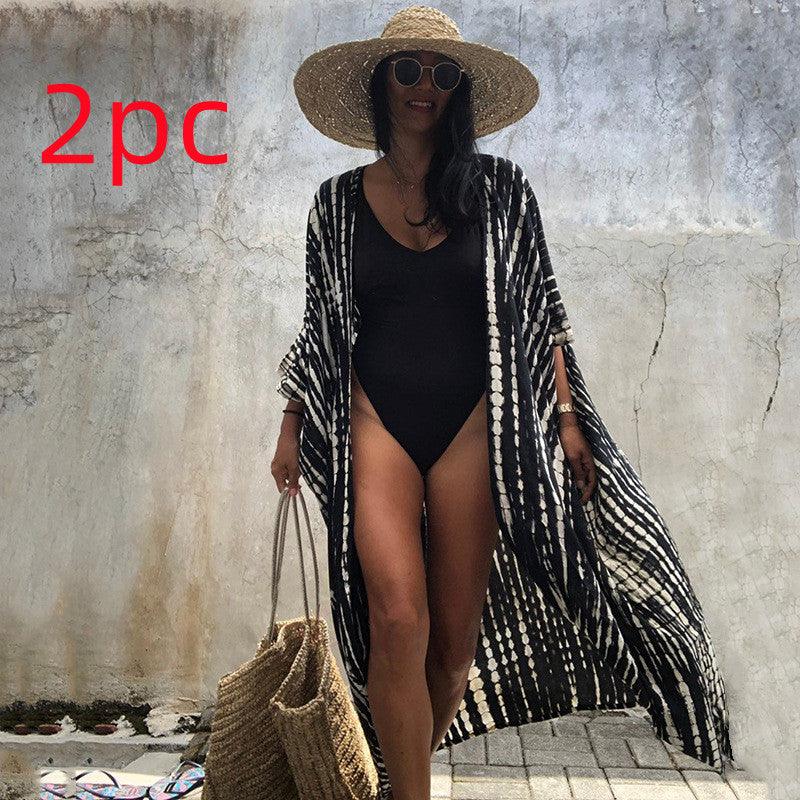 Polyester Ladies Sun Protection Resort Beach Dress Cover Up - VAleG