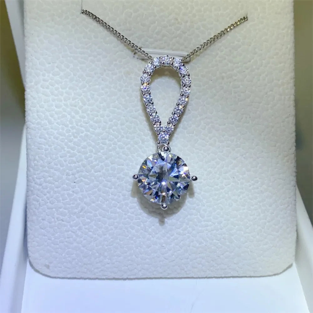 5 Carat Moissanite 925 Sterling Silver Teardrop Necklace - VAleG