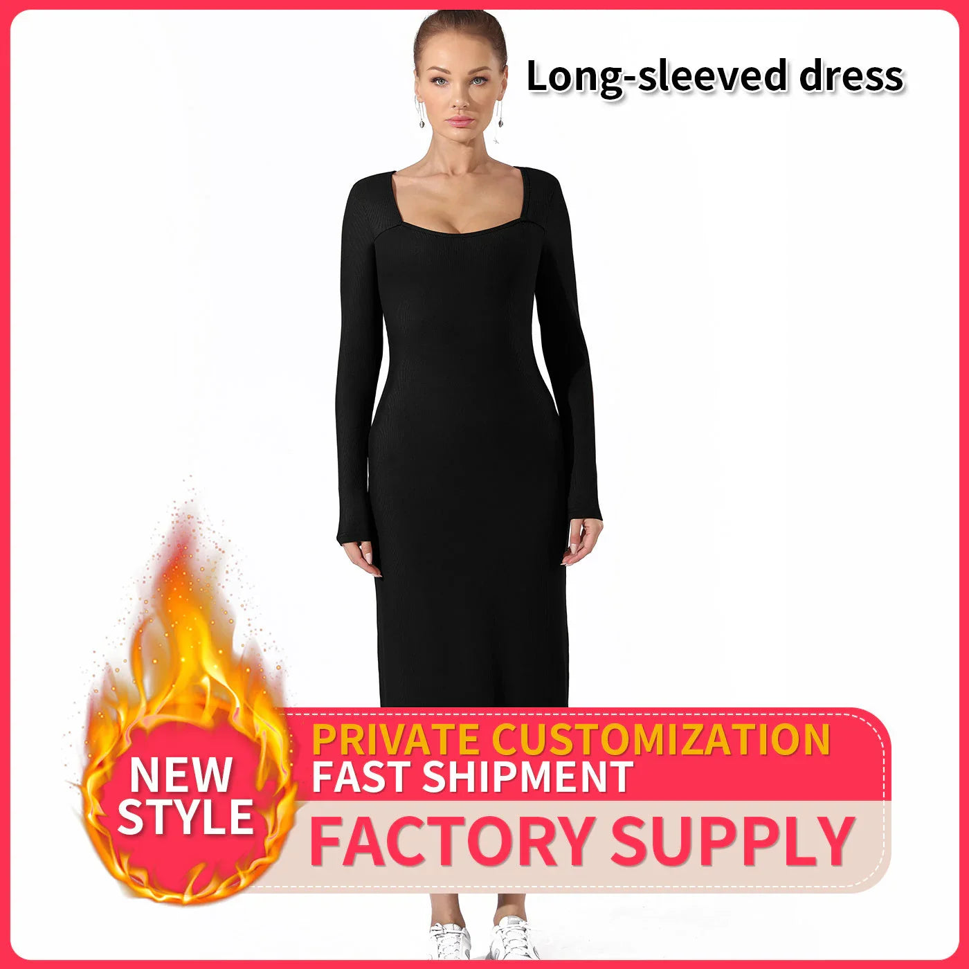 Women's Fashion Simple Solid Color Dress - VAleG