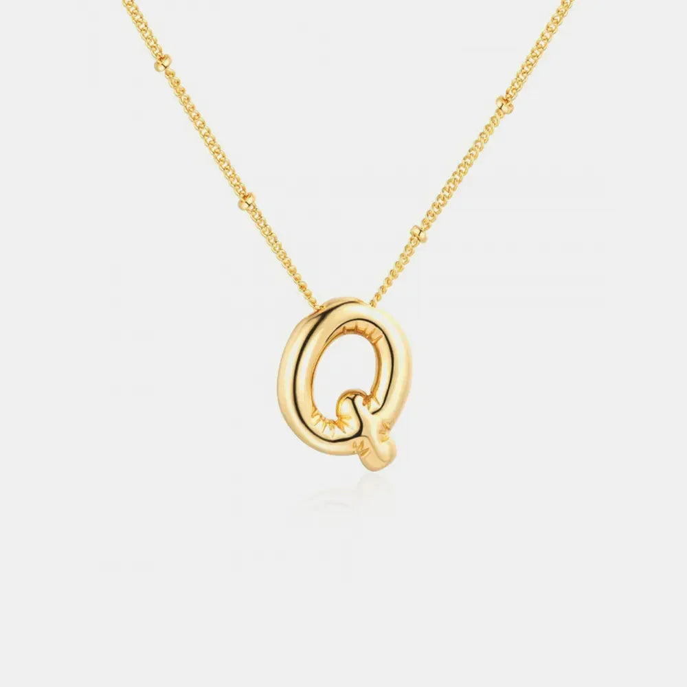 Gold-Plated Bubble Initial Necklace - VAleG