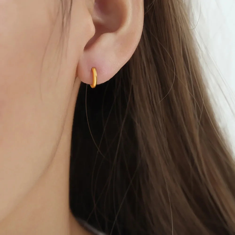 18K Gold-Plated Huggie Earrings - VAleG