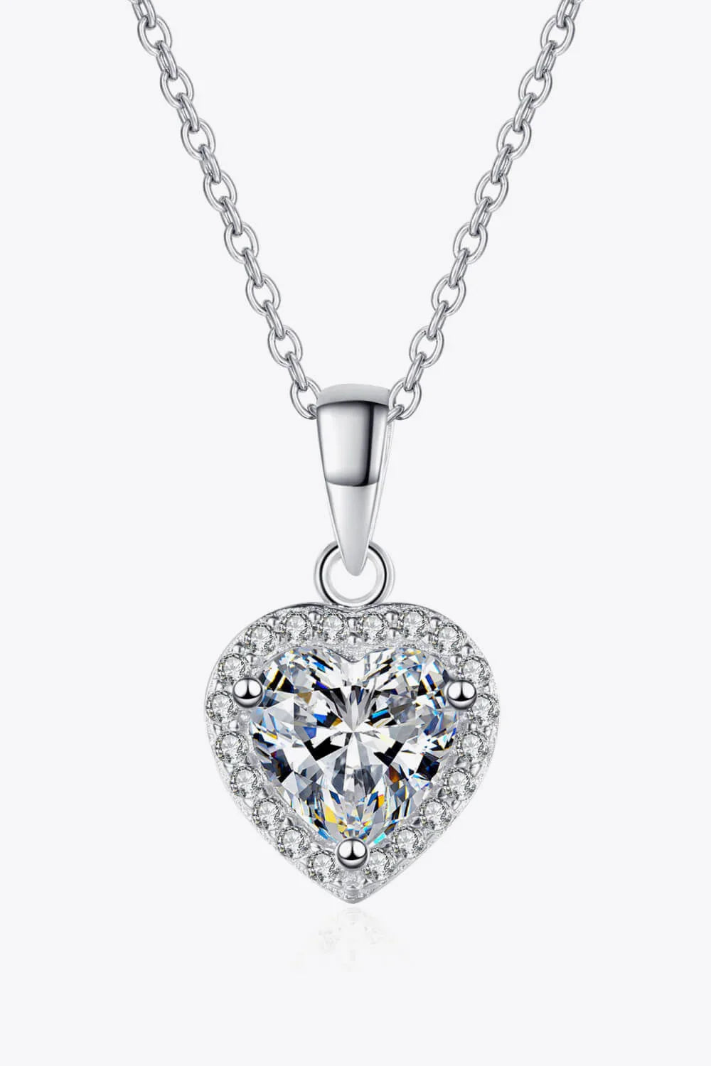 1 Carat Moissanite Heart Pendant Chain Necklace - VAleG