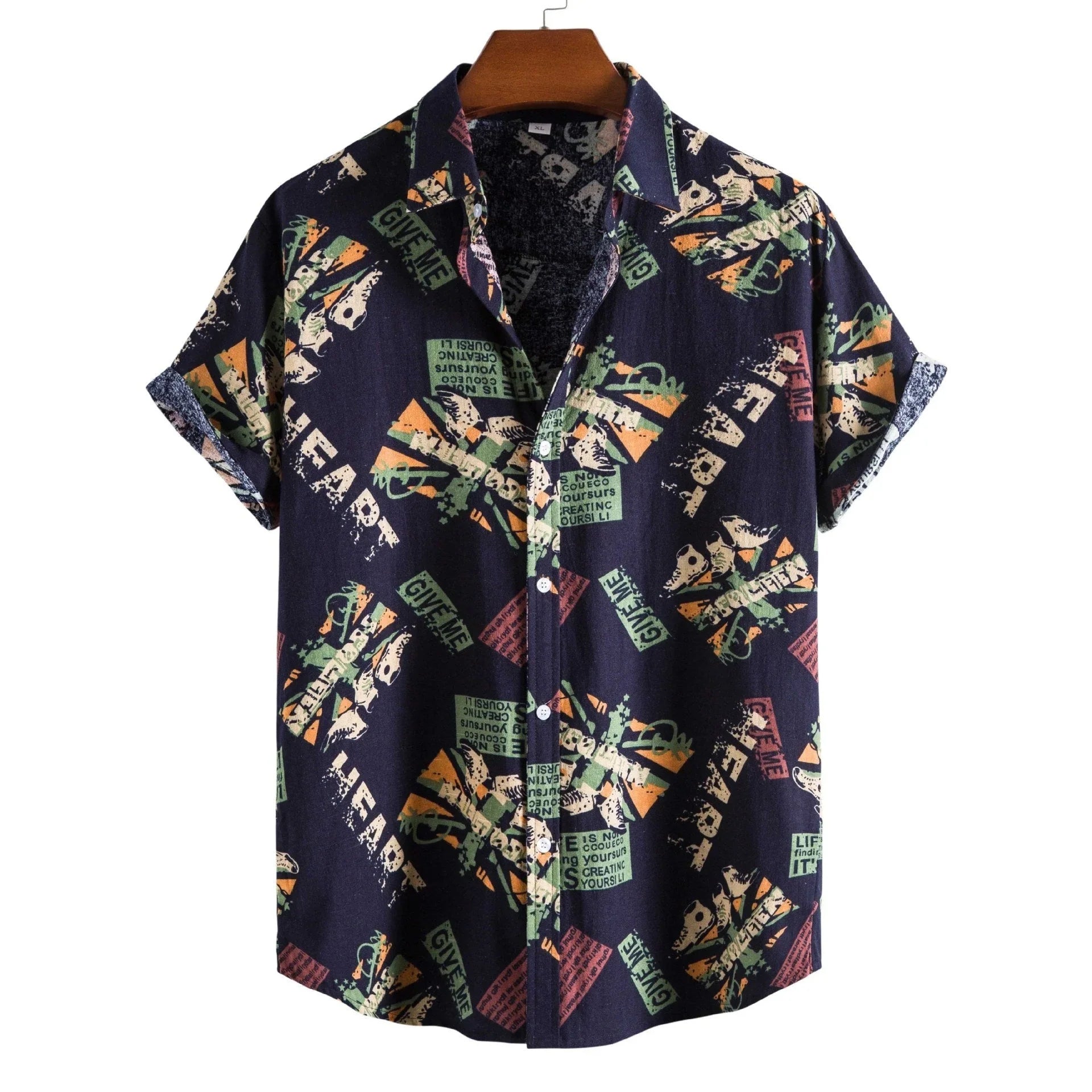 Printed Casual Men's Short-sleeved Shirt Lapel - VAleG