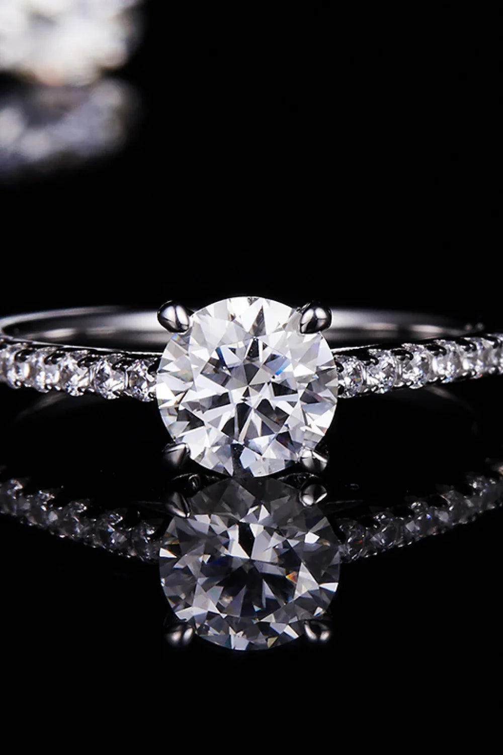 1 Carat Moissanite 925 Sterling Silver Side Stone Ring - VAleG