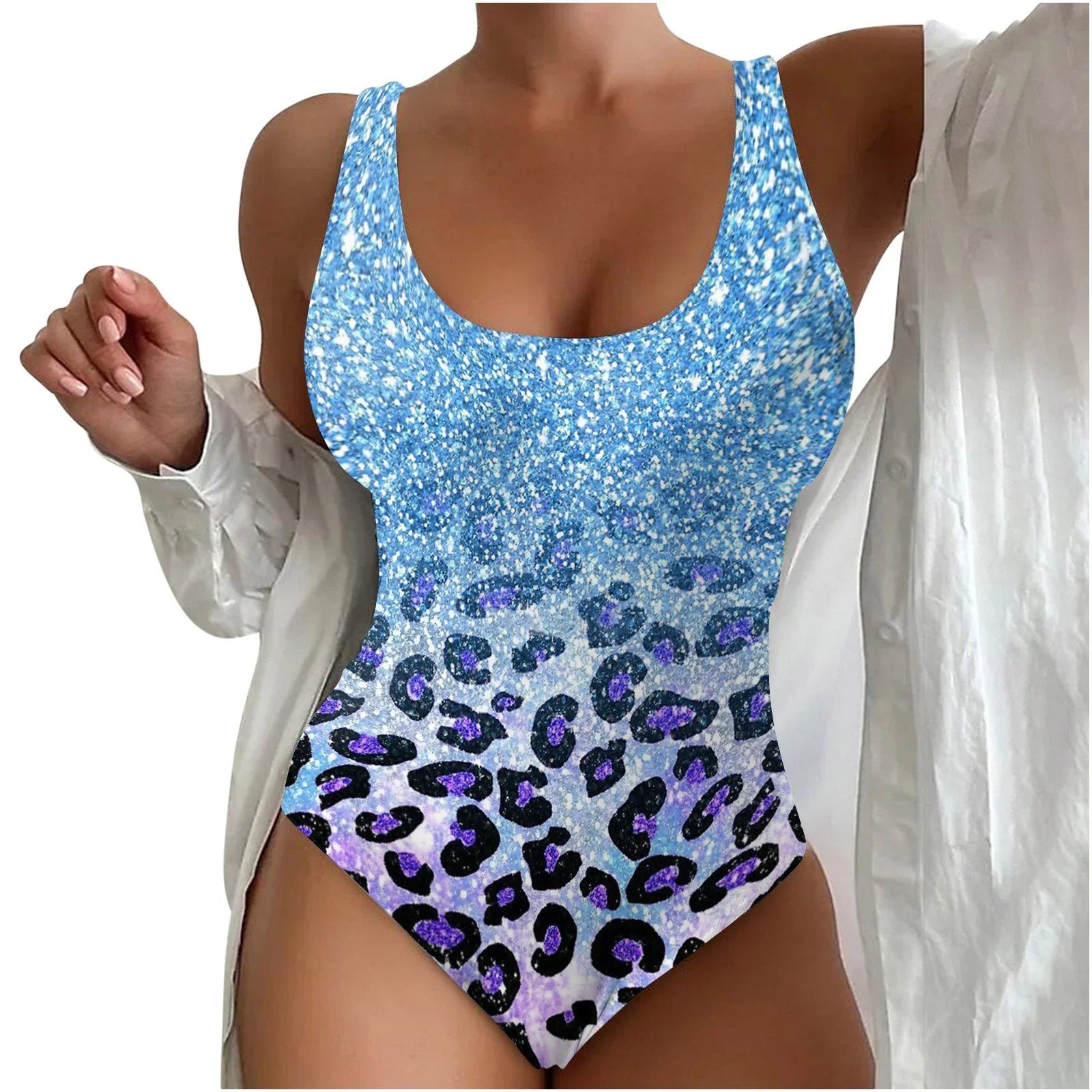 Women's Seaside Beach Swimsuit 3D Contrast Color One-piece Swimsuit - VAleG