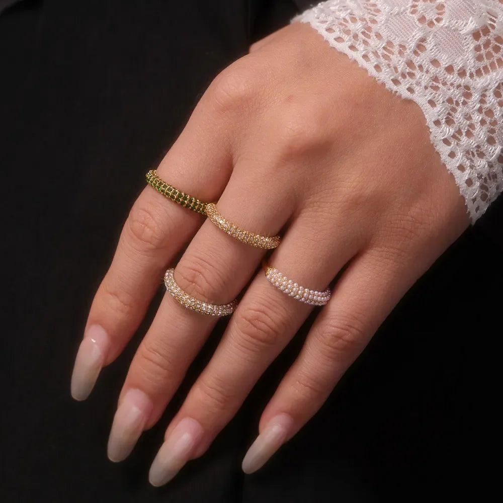18K Gold-Plated Inlaid Zircon Ring - VAleG