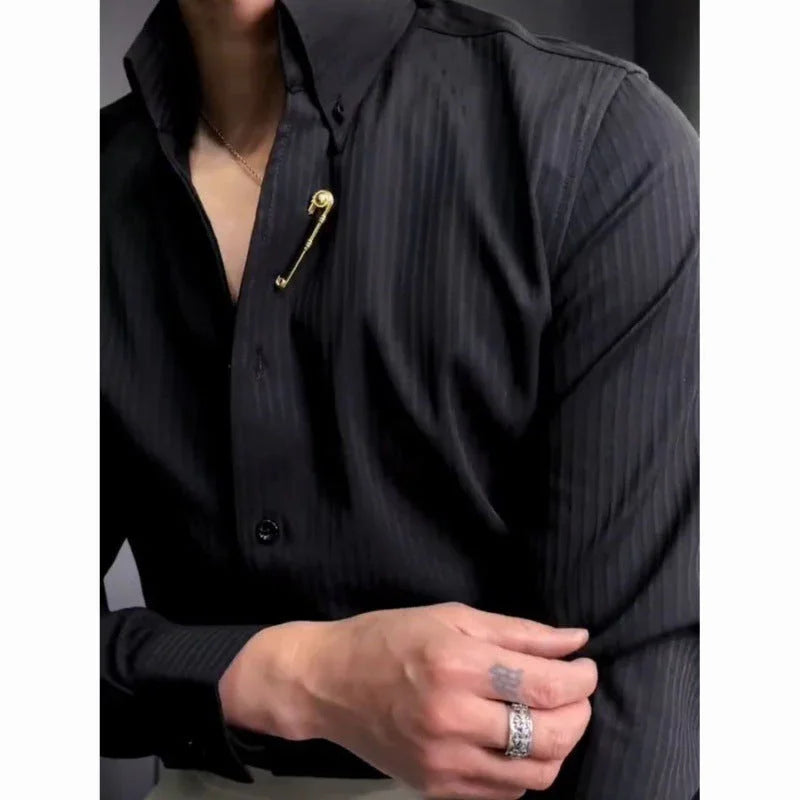 Simple Embossed Wool Lining Casual Shirt - VAleG