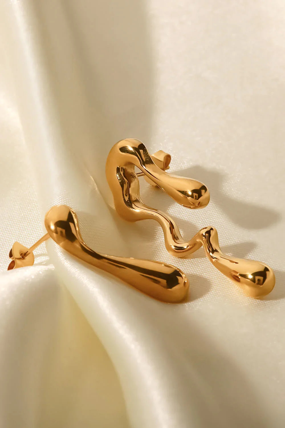 18K Gold Plated Geometric Mismatched Earrings - VAleG