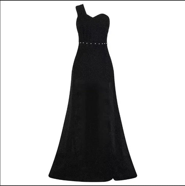 Women's Clothing One-shoulder Sleeveless Bronzing Split Dress - VAleG