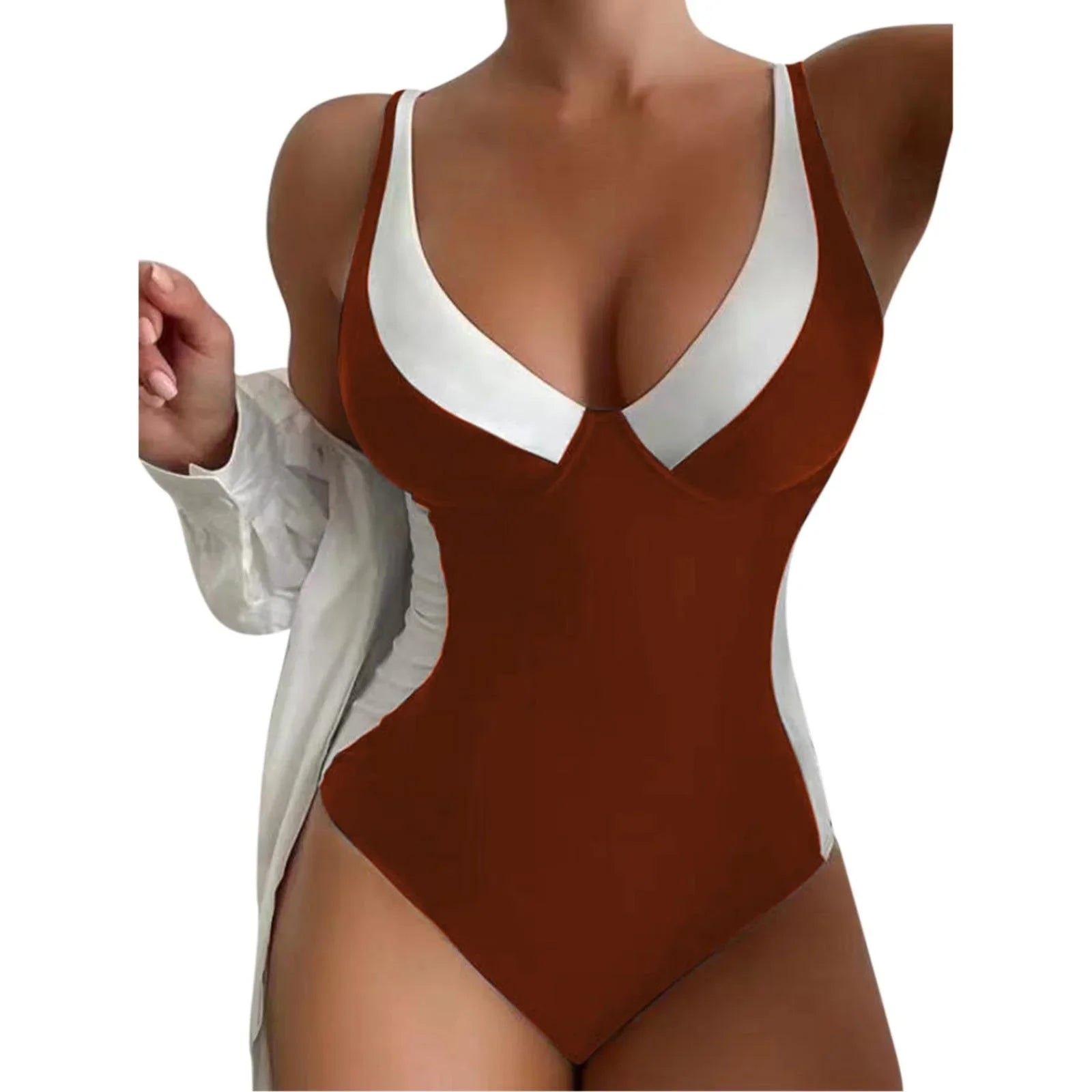 One Piece Swimsuit Sexy Belly Contracting V-neck Swimsuit Sports - VAleG