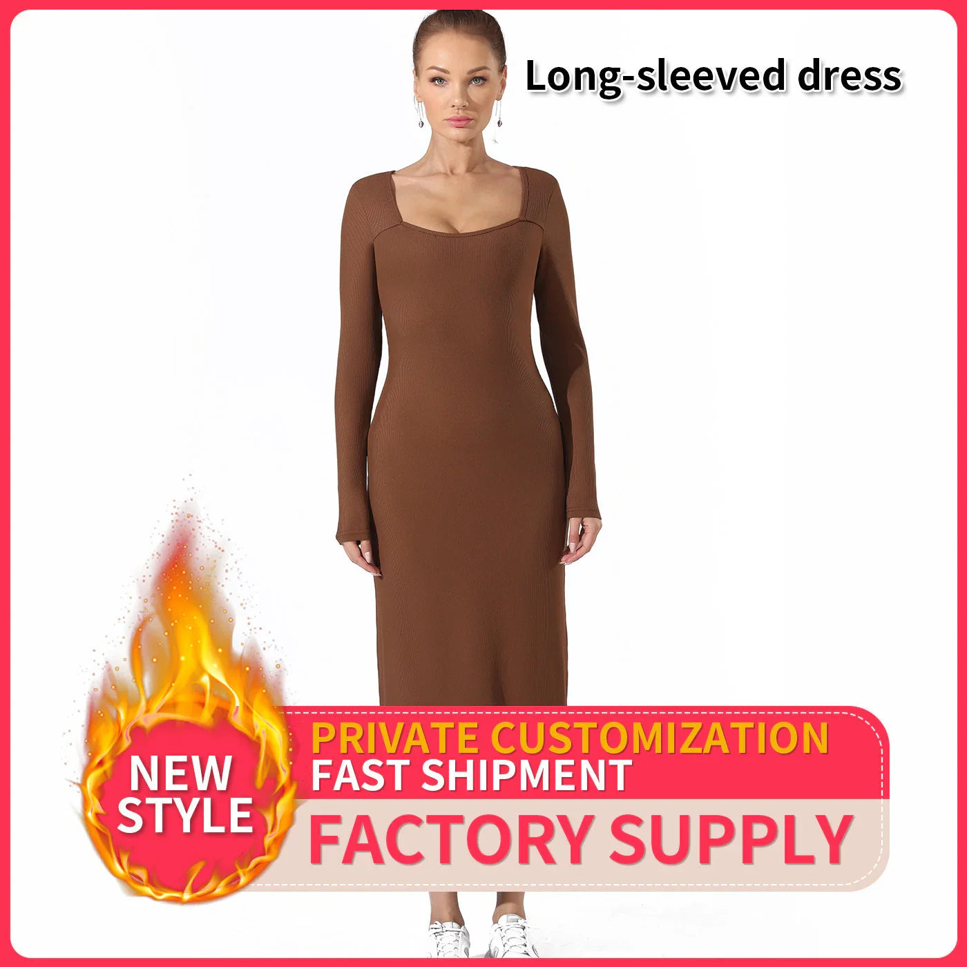 Women's Fashion Simple Solid Color Dress - VAleG