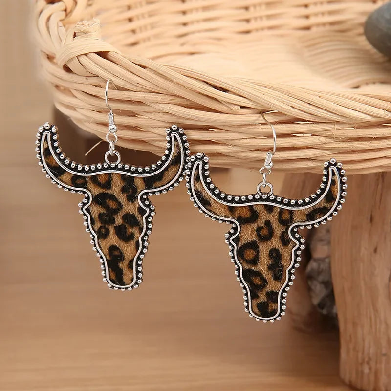 Alloy Animal Print Cow Head Earrings - VAleG