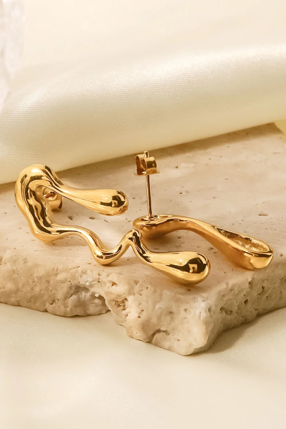 18K Gold Plated Geometric Mismatched Earrings - VAleG