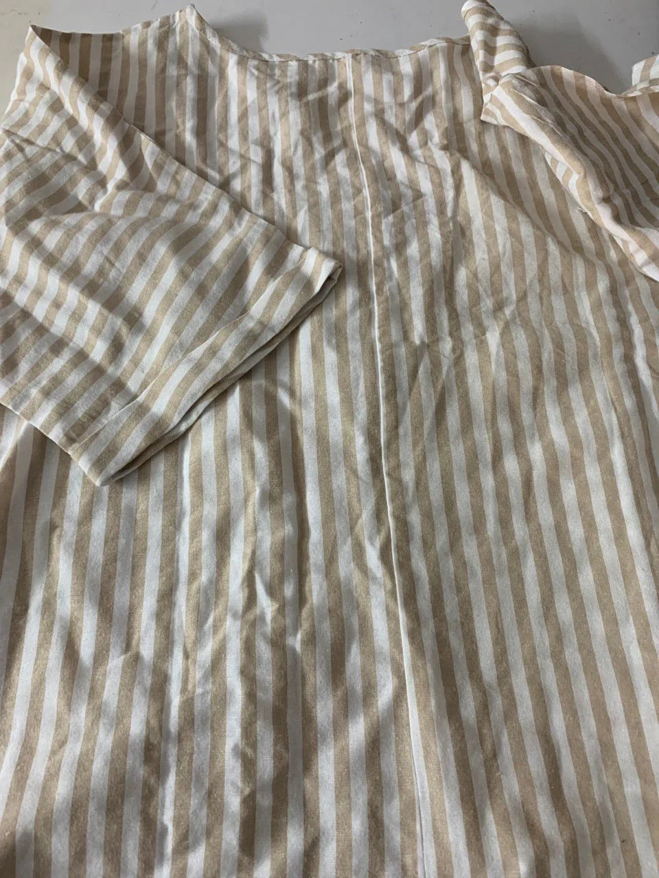 V-neck Striped Loose Short-sleeved Cotton And Linen Shirt - VAleG