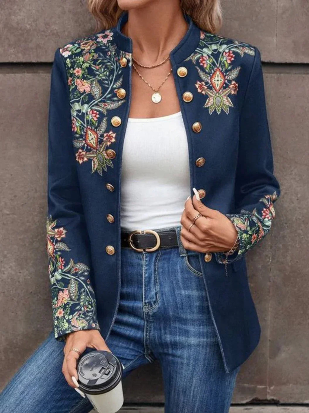 Printed Small Suit Jacket Women's Cross - VAleG