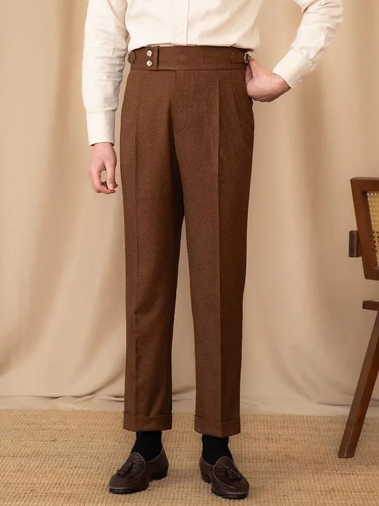 Casual Straight Slim Fit Buckle Suit Pants - VAleG