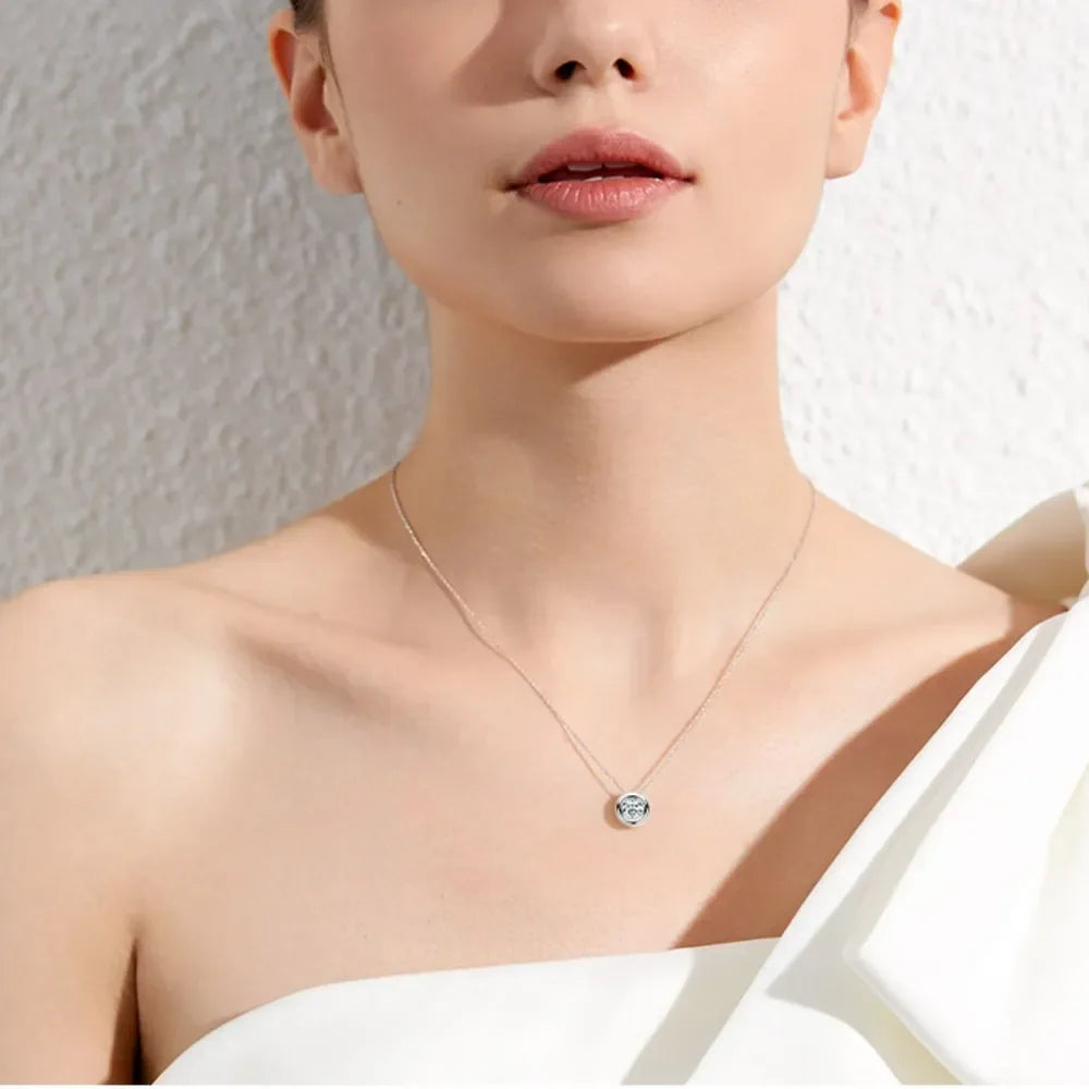 1 Carat Moissanite 925 Sterling Silver Necklace - VAleG