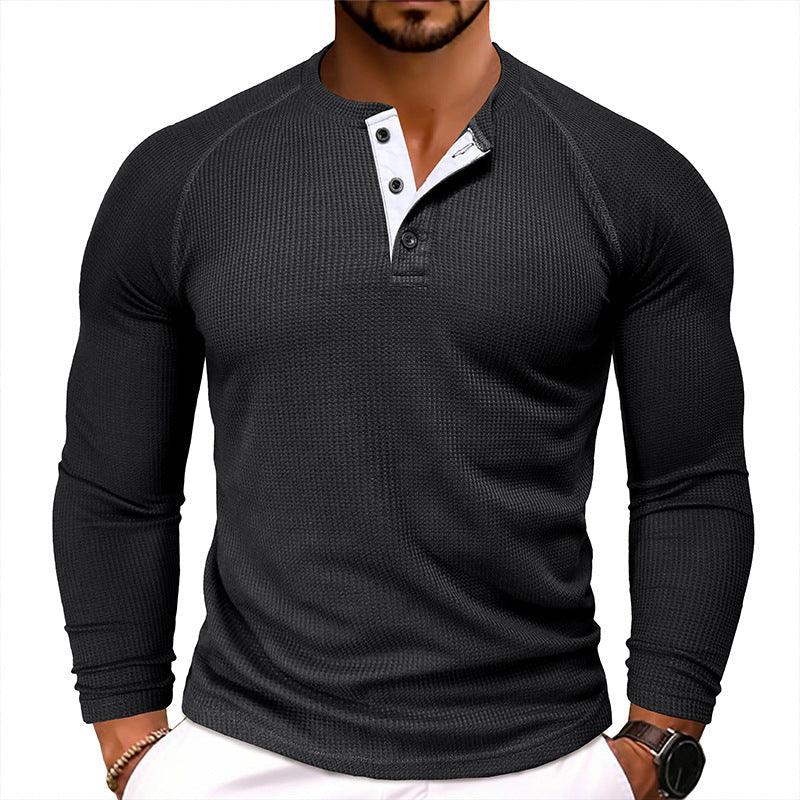 Men's Round Neck Waffle Casual T-shirt - VAleG