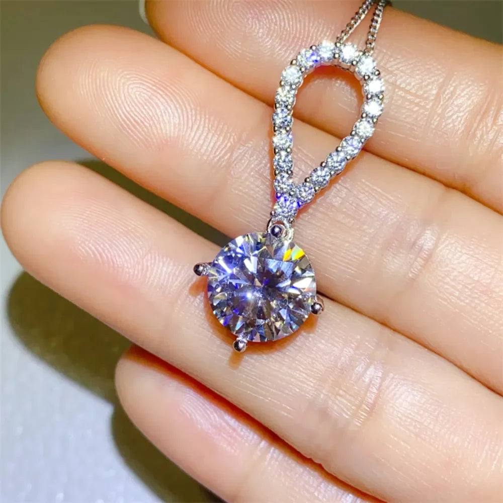 5 Carat Moissanite 925 Sterling Silver Teardrop Necklace - VAleG