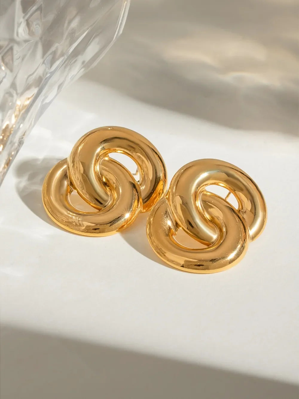 18K Gold-Plated Stainless Steel Knotted Earrings - VAleG