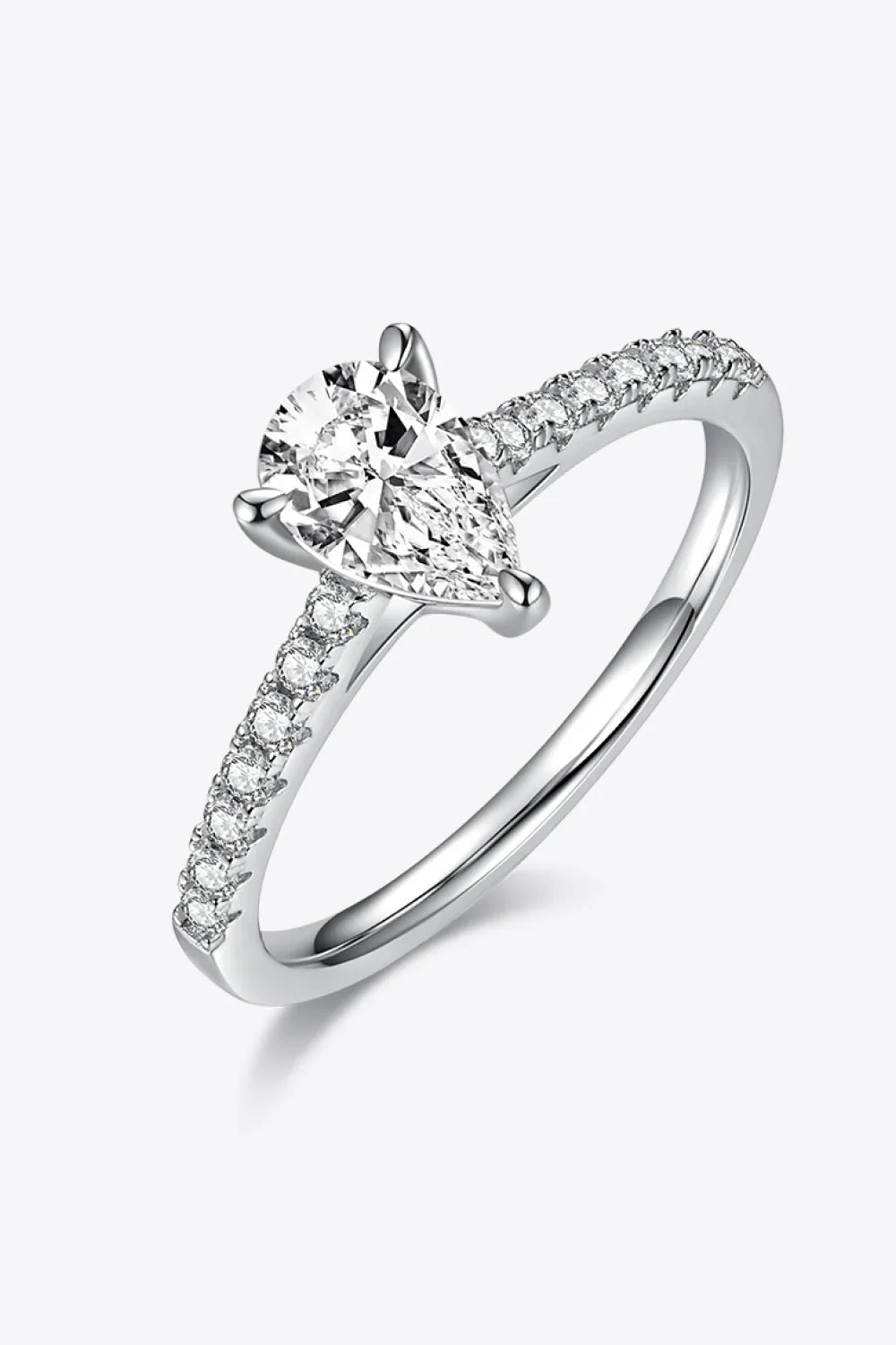 1 Carat Moissanite 925 Sterling Silver Side Stone Ring - VAleG