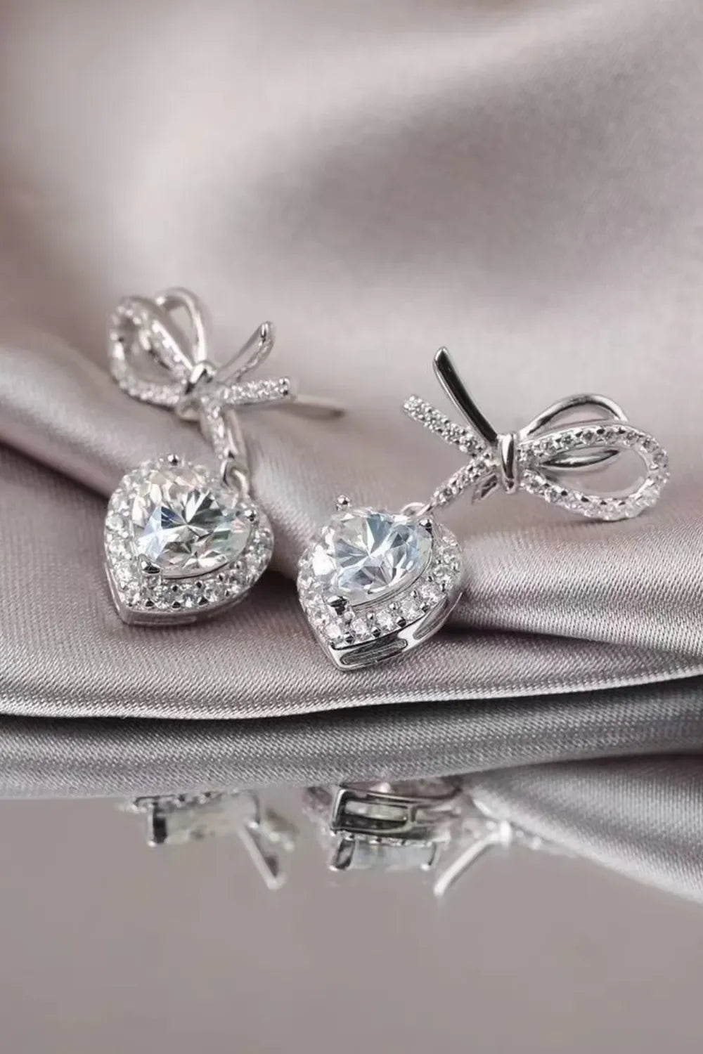 2 Carat Moissanite 925 Sterling Silver Heart Earrings - VAleG