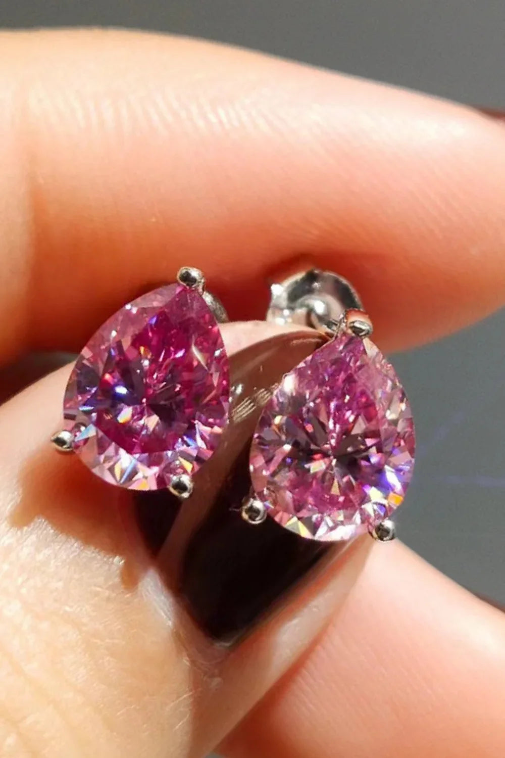 2 Carat Teardrop Moissanite Platinum-Plated Stud Earrings - VAleG