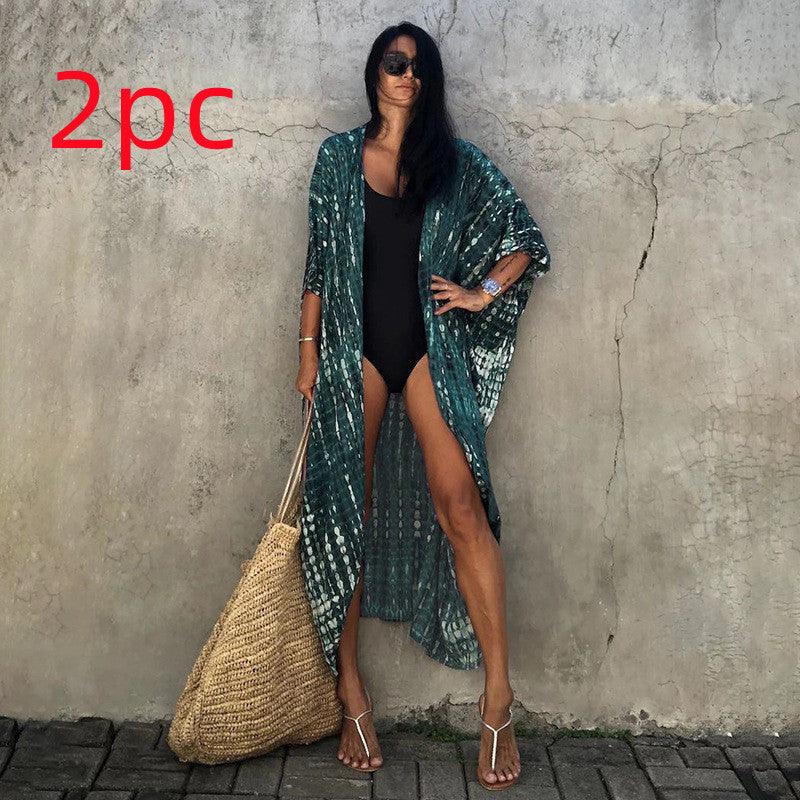 Polyester Ladies Sun Protection Resort Beach Dress Cover Up - VAleG