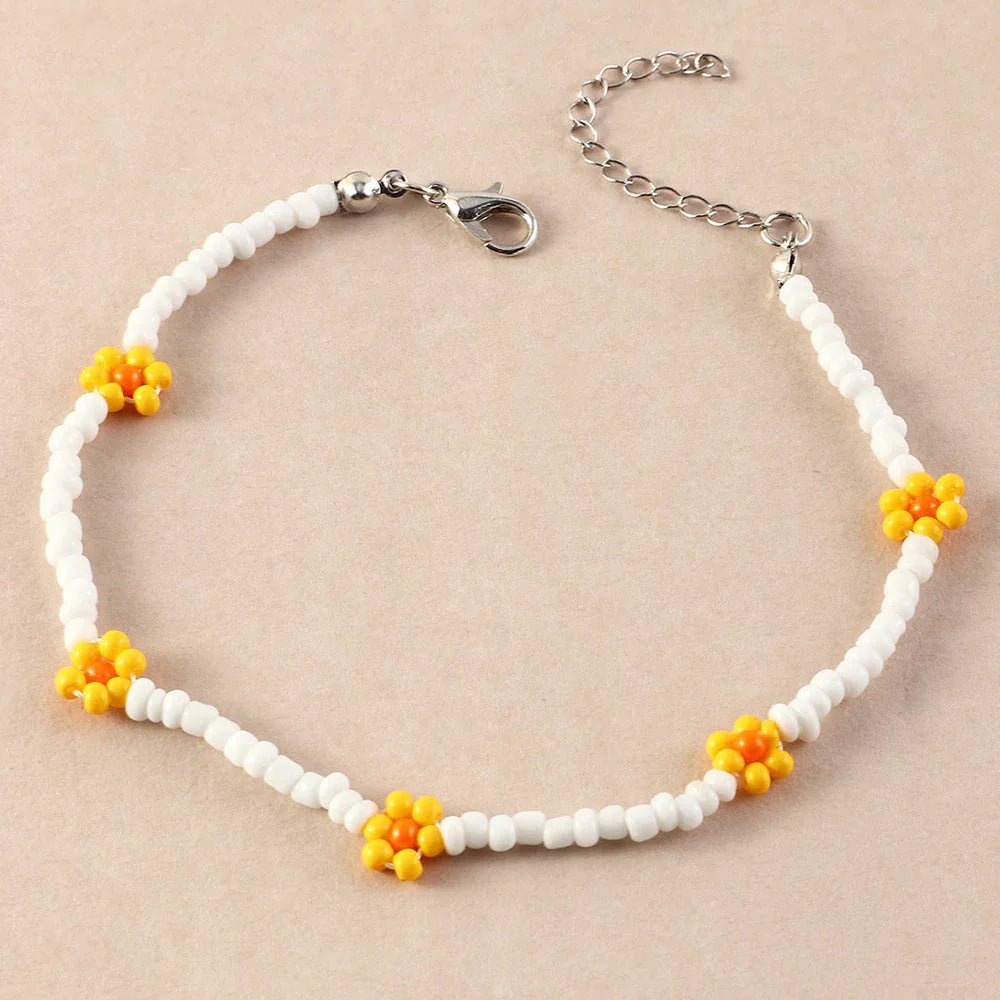 Bohemian Beach Resort Style Daisy Anklet - VAleG