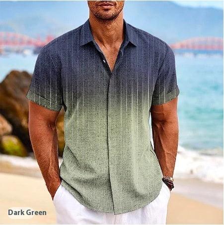 Gradient 3d Printed Short-sleeved Shirt Summer - VAleG