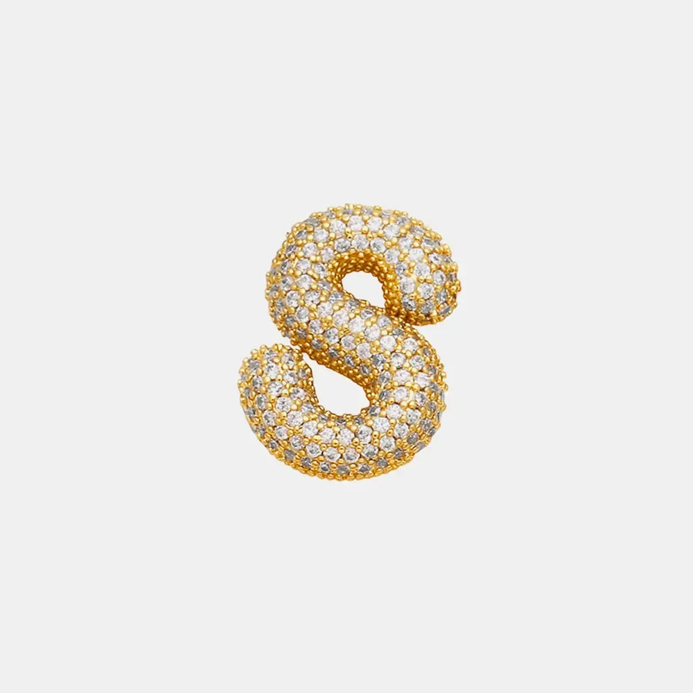 Inlaid Zircon Bubble Initial Necklace - VAleG