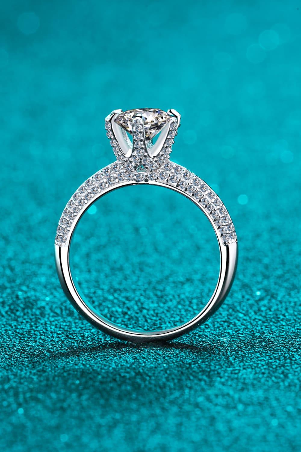 2 Carat Moissanite 925 Sterling Silver Side Stone Ring - VAleG