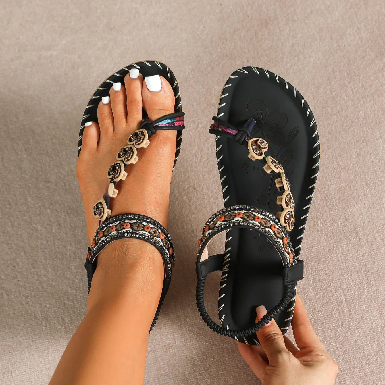 Women's Bohemian Stylish Beach Flat Sandals - VAleG
