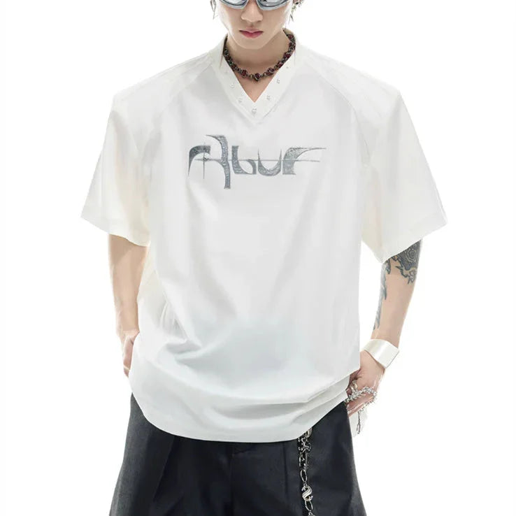 Niche Streamer Texture Deconstruction Split Stitching Short Sleeve - VAleG